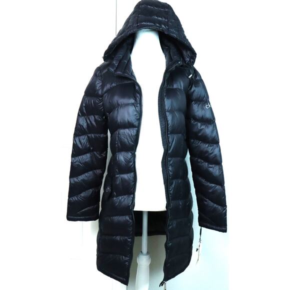NWT Calvin Klein Black Quilted Jacket Coat Removable Hood Womens Down Medium - Picture 10 of 10
